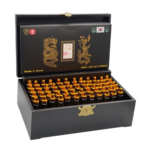 Nước hồng sâm đông trùng Hoàng Đế Hwangjejin Liquid Gold hộp gỗ 60 ống x 20ml