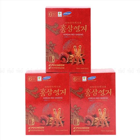 Nước hồng sâm linh chi Pocheon Hàn Quốc hộp túi xách đỏ 30 gói x 70ml