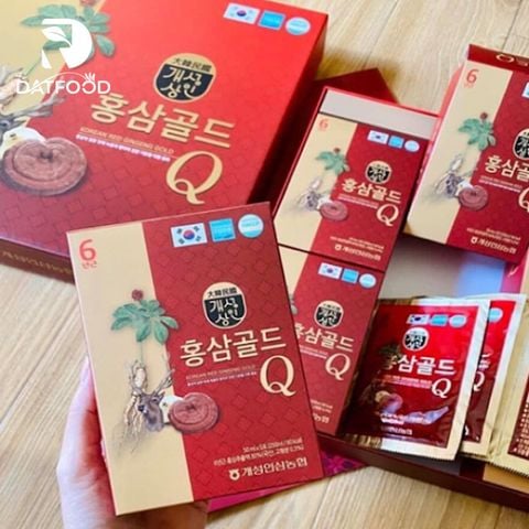 Nước hồng sâm nhung hươu linh chi Gold Q Hàn Quốc hộp 30 gói x 50ml