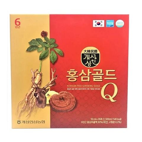 Nước hồng sâm nhung hươu linh chi Gold Q Hàn Quốc hộp 30 gói x 50ml