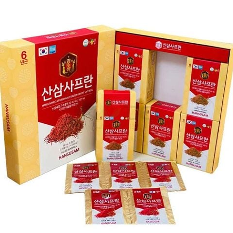 Nước hồng sâm núi nhụy hoa nghệ tây Hansusam Hàn Quốc hộp 30 gói x 50ml