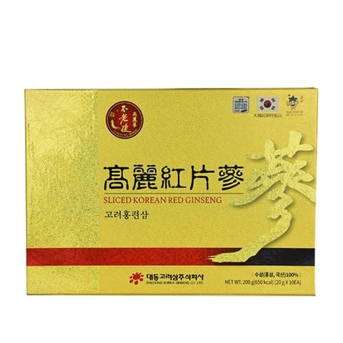 Sâm khô thái lát Daedong Hàn Quốc hộp 200g 10 gói