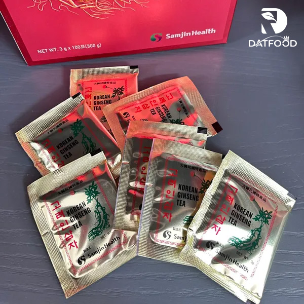 Samjin Tea Trà hồng sâm Samjin Health Hàn Quốc hộp 100 gói x 3g – Đạt Food