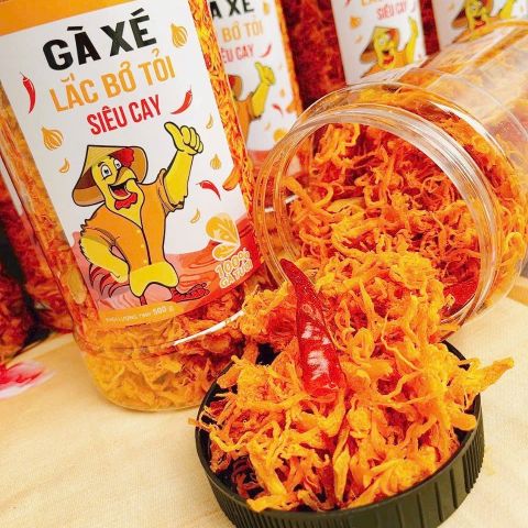 Gà xé lắc bơ tỏi siêu cay hũ 500g