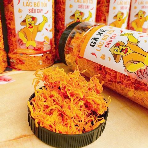 Gà xé lắc bơ tỏi siêu cay hũ 500g