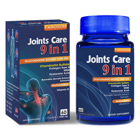  Glucosamine tái tạo và giảm đau xương khớp Faroson Joints Care 9 in 1 hộp 60 viên 