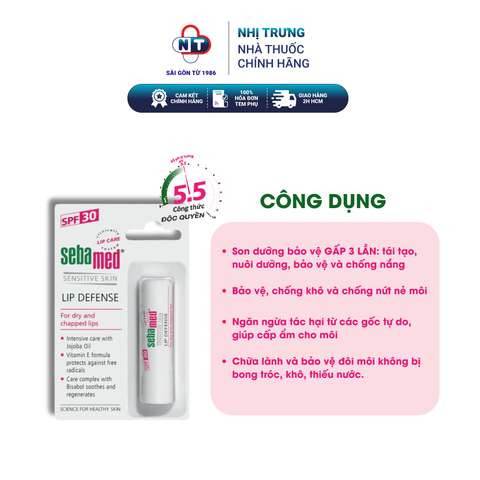  Son dưỡng bảo vệ môi Sebamed pH5.5 (Không màu) 