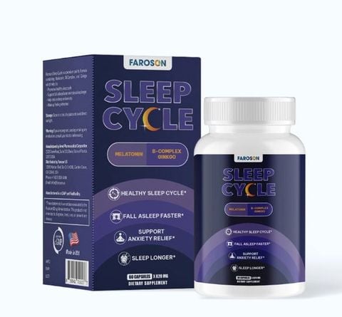  Viên uống bổ não Melatonin Vitamin B ngủ ngon giảm stress Faroson Sleep Cycle hộp 60 viên 