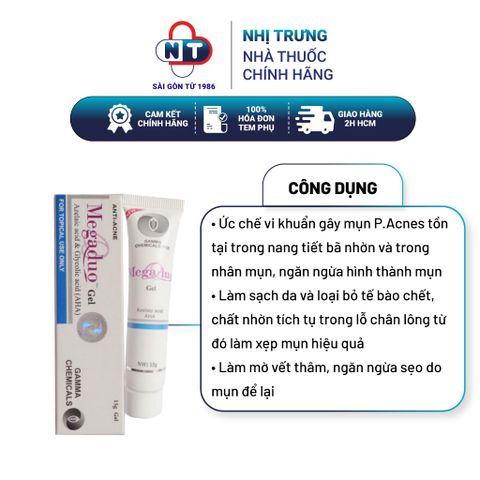  Gel Trị Mụn Và Vết Thâm Megaduo Gel 15g 