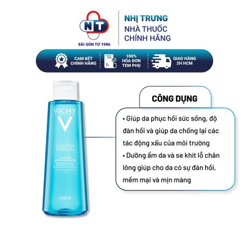  Toner dưỡng ẩm cân bằng ph trên da Vichy Aqualia Thermal Hydrating Refreshing Water 200ml 