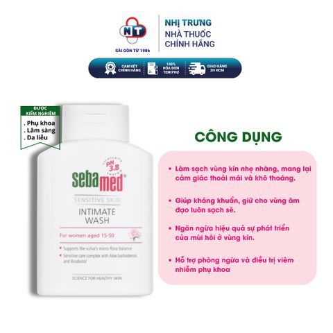  Dung dịch vệ sinh phụ nữ cân bằng pH vùng kín Sebamed pH3.8 (200ml) 