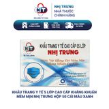  Khẩu trang y tế 5 lớp cao cấp kháng khuẩn mềm mịn Nhị Trưng Hộp 50 cái màu xanh 