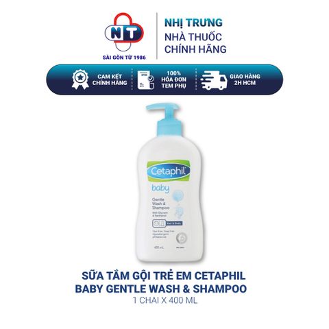  Sữa Tắm Gội Trẻ Em Cetaphil Baby Gentle Wash & Shampoo 400ml 