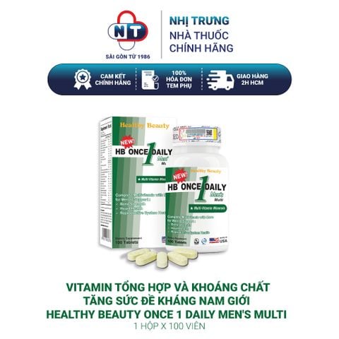  Vitamin tổng hợp và khoáng chất tăng sức đề kháng nam giới Healthy Beauty once 1 daily Men's Multi 100 viên 