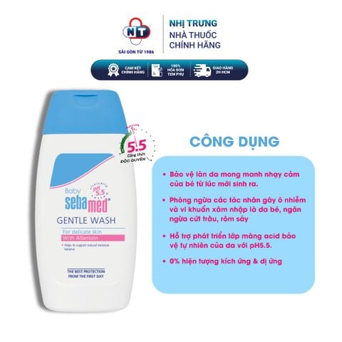  Sữa tắm gội toàn thân cho bé sebamed pH5.5 (200ml) 