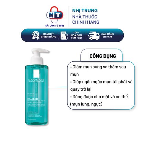  Gel rửa mặt và tắm Effaclar Micro Peeling Purifying La Roche Posay 400ml 