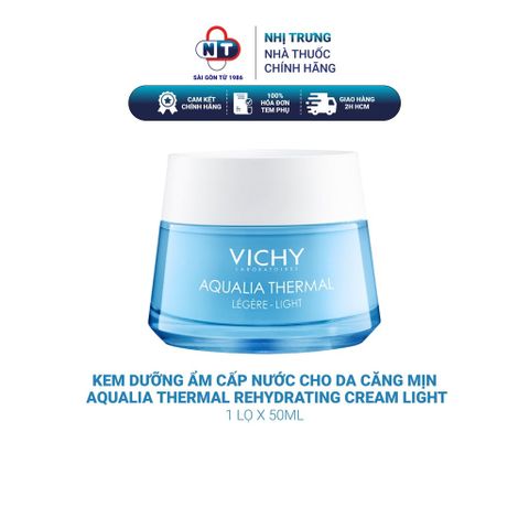  Kem dưỡng ẩm cấp nước cho da căng mịn Vichy Aqualia Thermal Rehydrating Cream Light 50ml 