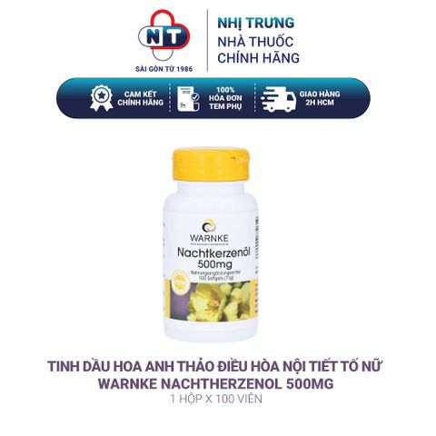  Tinh dầu hoa anh thảo điều hòa nội tiết tố nữ Warnke Nachtherzenol 500mg 100 viên 
