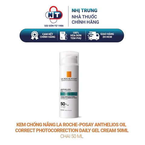  Kem chống nắng kiềm dầu và giảm mụn La Roche-Posay Anthelios Oil Correct Photocorrection Daily Gel Cream 50ml 