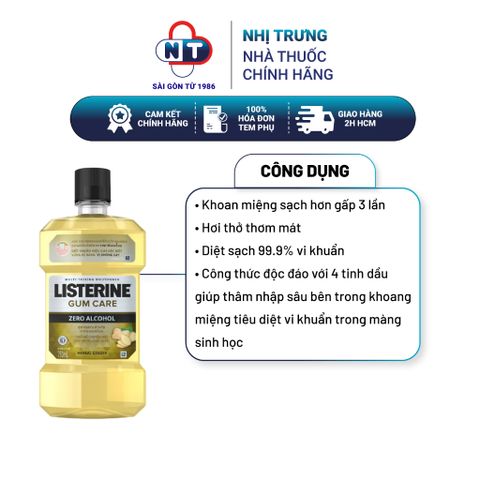  Nước Súc Miệng Giúp Nướu Chắc Khỏe Listerine Gum Care 750ml 