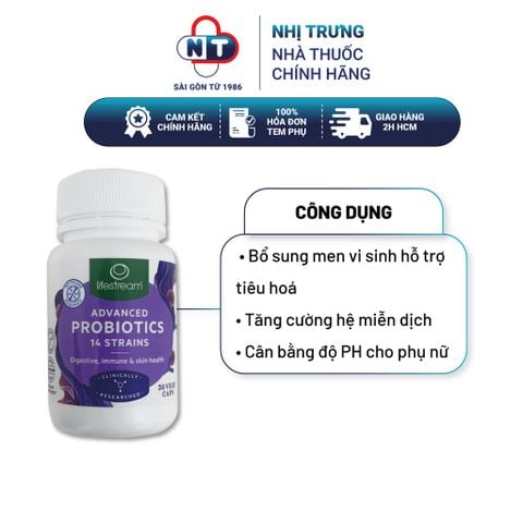  Men vi sinh tăng cường tiêu hóa Lifestream Advanced Probiotic 30 viên 