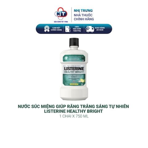  Nước súc miệng giúp răng trắng sáng tự nhiên Listerine Healthy Bright 750ml 