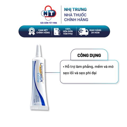  Gel làm mờ sẹo và làm phẳng sẹo lồi, sẹo thâm Dermatix Ultra 15g 