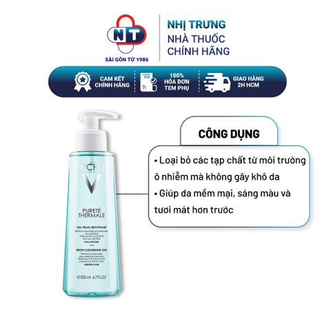  Gel rửa mặt làm sạch da Vichy Purete Thermale Fresh Cleansing Gel 200ml 