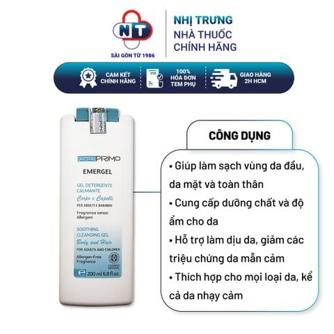  Sữa Tắm Cho Bé Và Người Bị Chàm DottorPrimo Emergel 200ml 