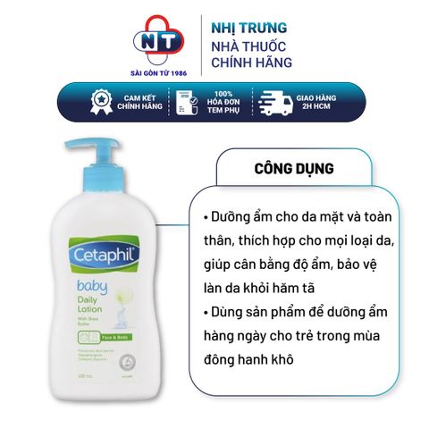  Sữa dưỡng ẩm cho bé Cetaphil Baby Daily Lotion With Shea Butter 400ml 