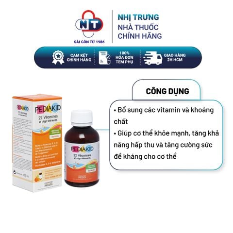  Vitamin và khoáng chất tăng đề kháng Pediakid 22 Vitamines chai 125ml 