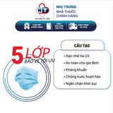  Khẩu trang y tế 5 lớp cao cấp kháng khuẩn mềm mịn Nhị Trưng Hộp 50 cái màu xanh 