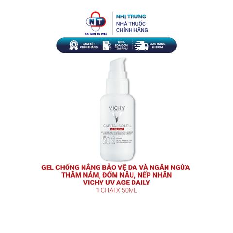  Gel chống nắng bảo vệ da và ngăn ngừa thâm nám, đốm nâu, nếp nhăn Vichy UV Age daily 50ml 