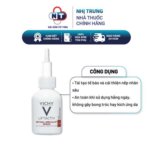  Serum phục hồi chuyên sâu, giảm nếp nhăn Vichy Liftactiv Retinol 30ml 