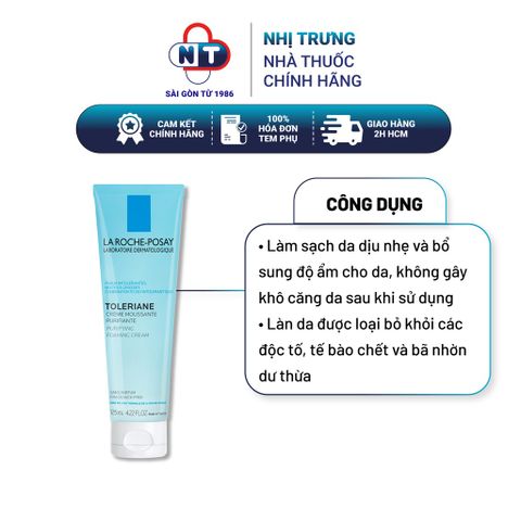  Sữa rửa mặt tạo bọt cho da dầu & da hỗn hợp La Roche-Posay Toleriane Purifying Foaming Cream 125ml 