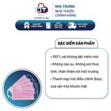  Khẩu trang y tế 4 lớp Nhị Trưng 100% vải không dệt cao cấp 50 cái màu hồng 