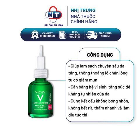  Tinh chất giúp dịu da tức thì và giảm mụn rõ rệt sau 7 ngày Vichy Normaderm Probio-BHA 30ml 
