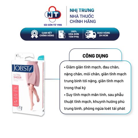  Vớ y khoa 2 đùi siêu mỏng màu da hở ngón Jobst Ultra Sheer 