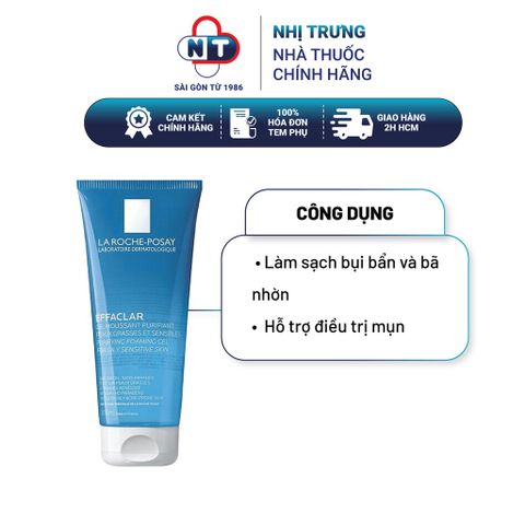  Sữa rửa mặt tạo bọt giảm mụn kiềm dầu La Roche-Posay Effaclar Purifying Foaming Gel For Oily Sensitive Skin 200ml 