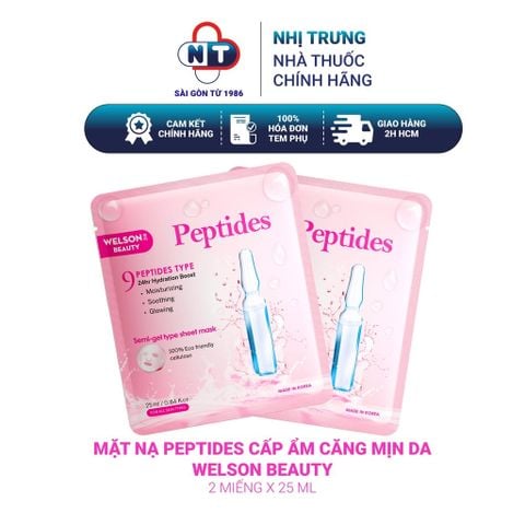  Mặt nạ Peptides Welson Beauty dưỡng ẩm căng bóng da 2 miếng x 25ml 