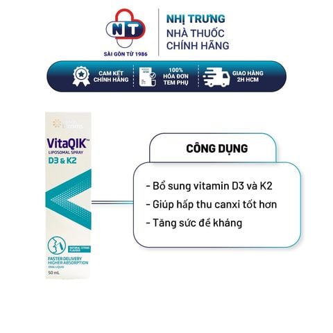  Xịt họng bổ sung Canxi và tăng sức đề kháng Henry Blooms VitaQLK Liposomal Spray Vitamin D3&K2 50ml 