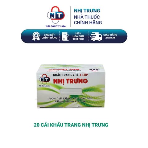  20 cái khẩu trang Nhị Trưng ( Giao màu ngẫu nhiên ) 