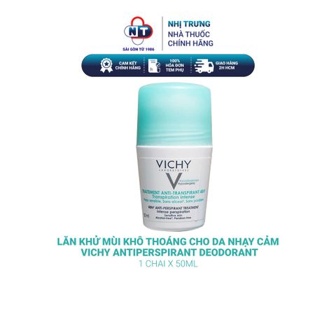  Lăn Khử Mùi Khô Thoáng Cho Da Nhạy Cảm Vichy Antiperspirant Deodorant 50ml 