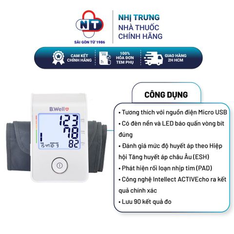  Máy đo huyết áp bắp tay tự động phát hiện rối loạn nhịp tim B Well Med 53 