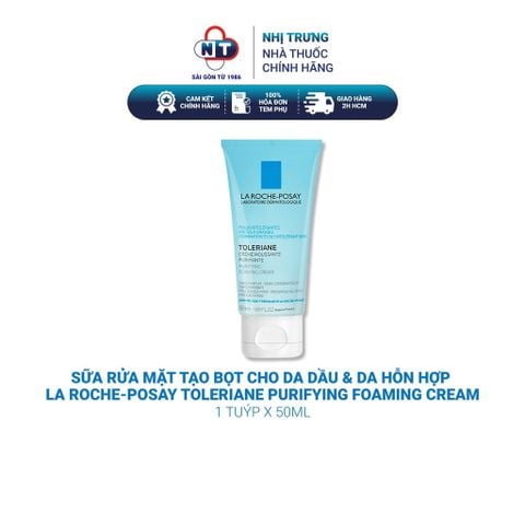  Sữa rửa mặt tạo bọt cho da dầu & da hỗn hợp La Roche-Posay Toleriane Purifying Foaming Cream 50ml 