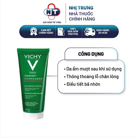  Sữa rửa mặt sạch da kiềm dầu Vichy Purete Thermale Fresh Cleansing Gel 200ml 