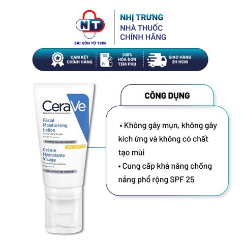  Sữa dưỡng ẩm chuyên biệt ban ngày CeraVe AM Facial Moisturising Lotion 52ML 