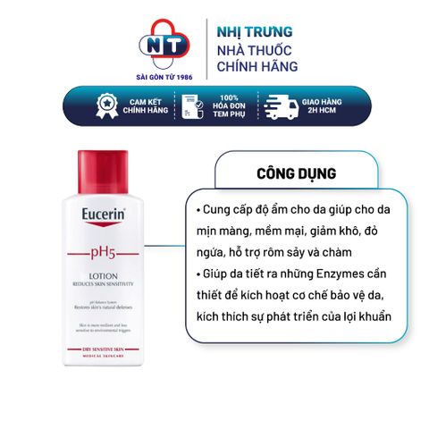  Sữa dưỡng thể cho da khô nhạy cảm Eucerin pH5 Lotion 250ml 