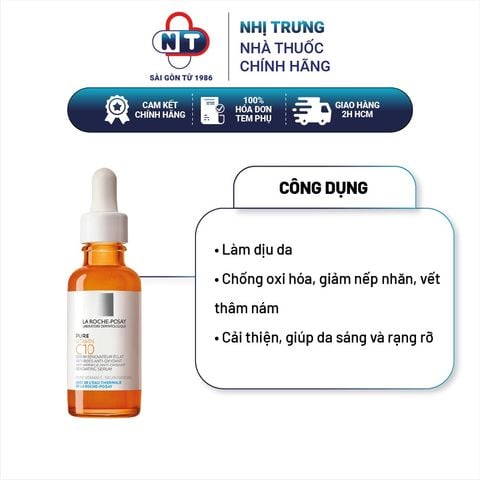  Serum dưỡng trắng da mờ thâm La Roche-Posay Pure Vitamin C10 Serum 30ml 