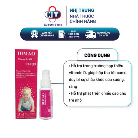 Viên uống bổ sung Vitamin D3 phát triển chiều cao Valens Dimao chai 25ml 